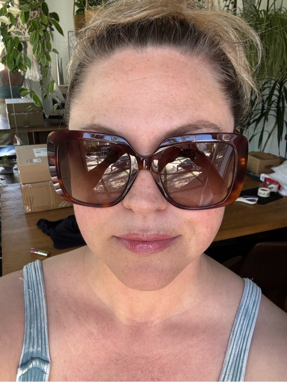 Oversized LongChamp Brown Tortoise Sunglasses